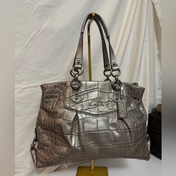 Coach Handbags - Coach Silver Croc-Embossed Women's Bag